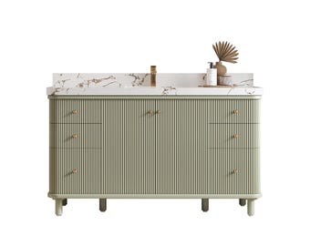 Miami 60 in. W x 22 in. D Single Sink Bathroom Vanity in Evergreen with Quartz or Marble Countertop | MODERN VANITY | PREMIUM Q