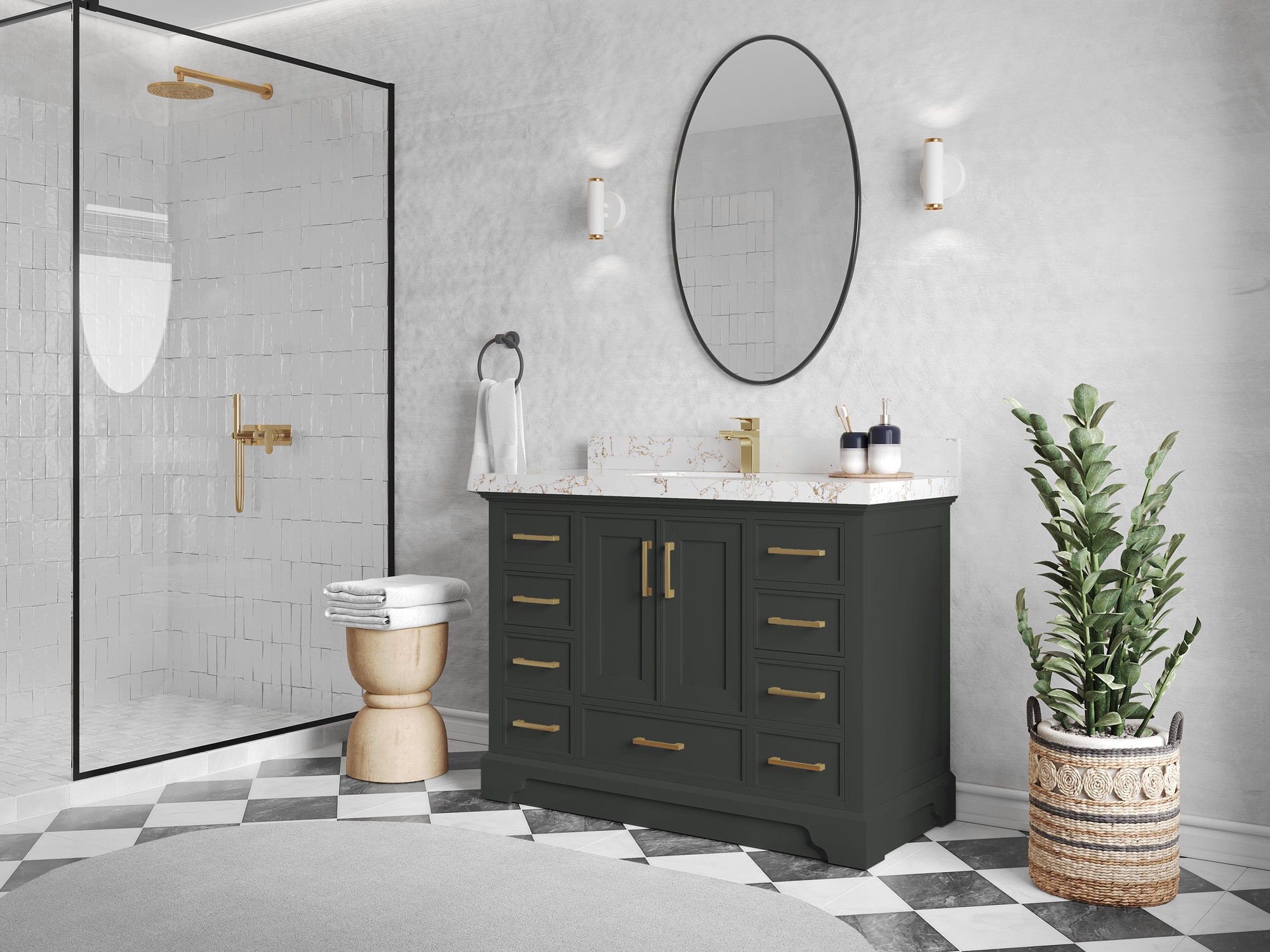 Charlotte 48 In. W X 22 In. D Single Sink Bathroom Vanity in Blacktop