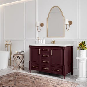 Aberdeen 48 in. W x 22 in. D Single Sink Bathroom Vanity in Burgundy with Quartz or Marble Countertop | MODERN VANITY | PREMIUM Q image 4
