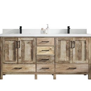 Malibu Natural Mango Wood 72 in. W x 22 in. D Double Sink Bathroom Vanity with Quartz or Marble Countertop | MODERN VANITY
