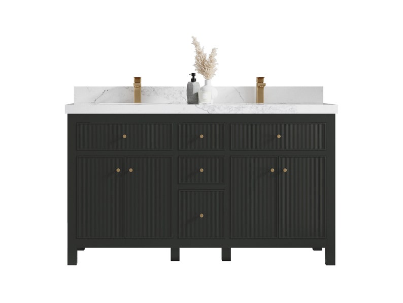 Sonoma 60 in W X 22 in D Free Standing Reeded Double Sink Bathroom