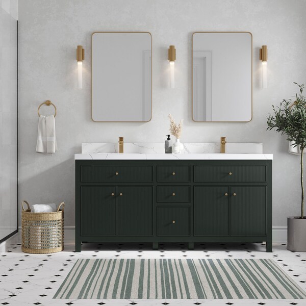 Reeded Wood Bathroom Vanity Double Sink - Etsy