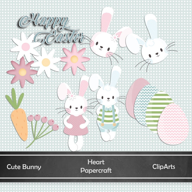 Easter Cute Little Bunny Digital Paper Pack Printable Easter Background ...