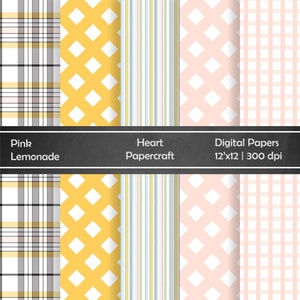 Pink Lemonade Digital Paper 300dpi, Pink Lemonade, Lemony Fresh Paper Kit, Sofort Download, Zitronen, Lemonade, Zitronenscheibe, Saft, Torte, Kuchen