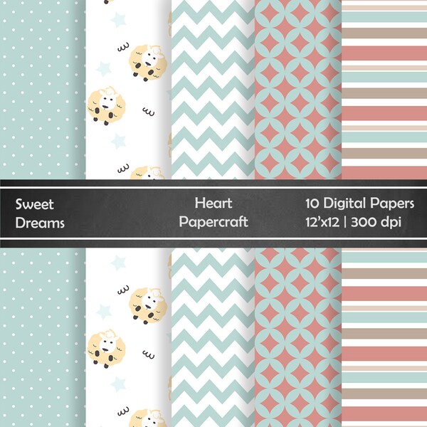 Easter Cute Little Sheep Digital Paper Pack Printable Easter Background Easter sheep clouds chevron polka dots background Pattern 300dpi