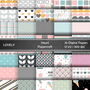 Lovely Digital Papers and Elements - Lovely ClipArt&#39;s 300dpi, Digital Art, Valentine, Polka, Geometric, Scrapbooking, valentines sublimation