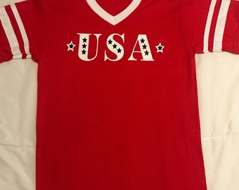 Red baseball USA star t-shirt