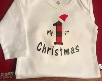 My First Christmas onesie Buffalo Plaid