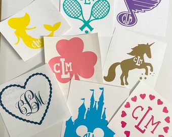 Monogram Decal Stickers with lots of sizes and colors available!