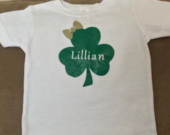 Personalized Shamrock T-Shirt with bow accent
