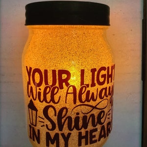 In memory of glass glitter mason jar