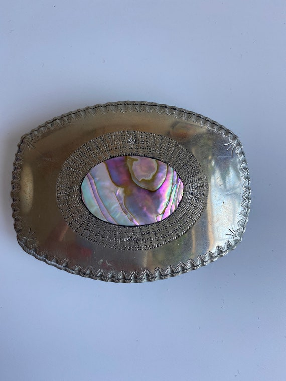 Silver Abalone belt buckle