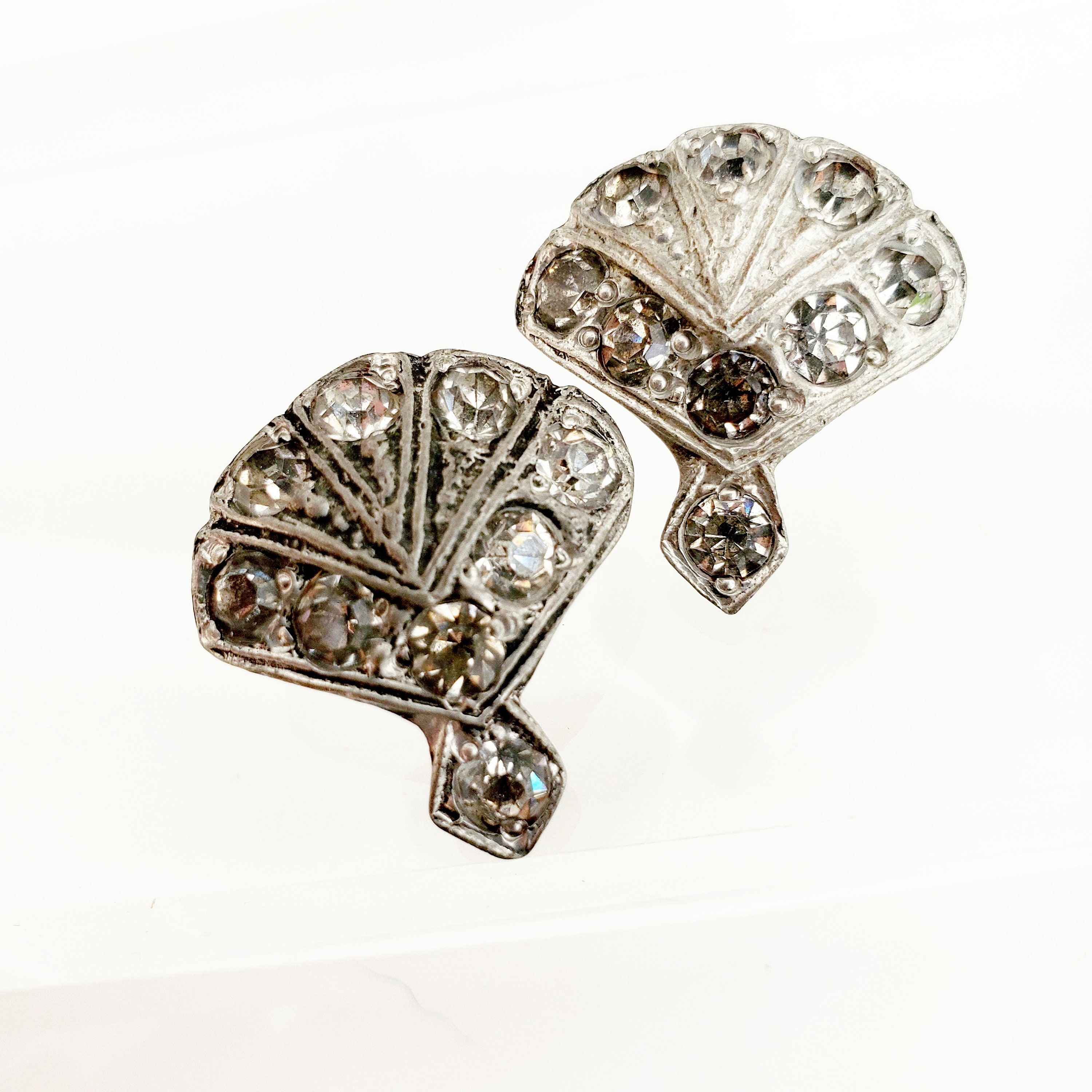 VINTAGE BUTTON Art Deco Rhinestone Button Covers Sparkling Etsy