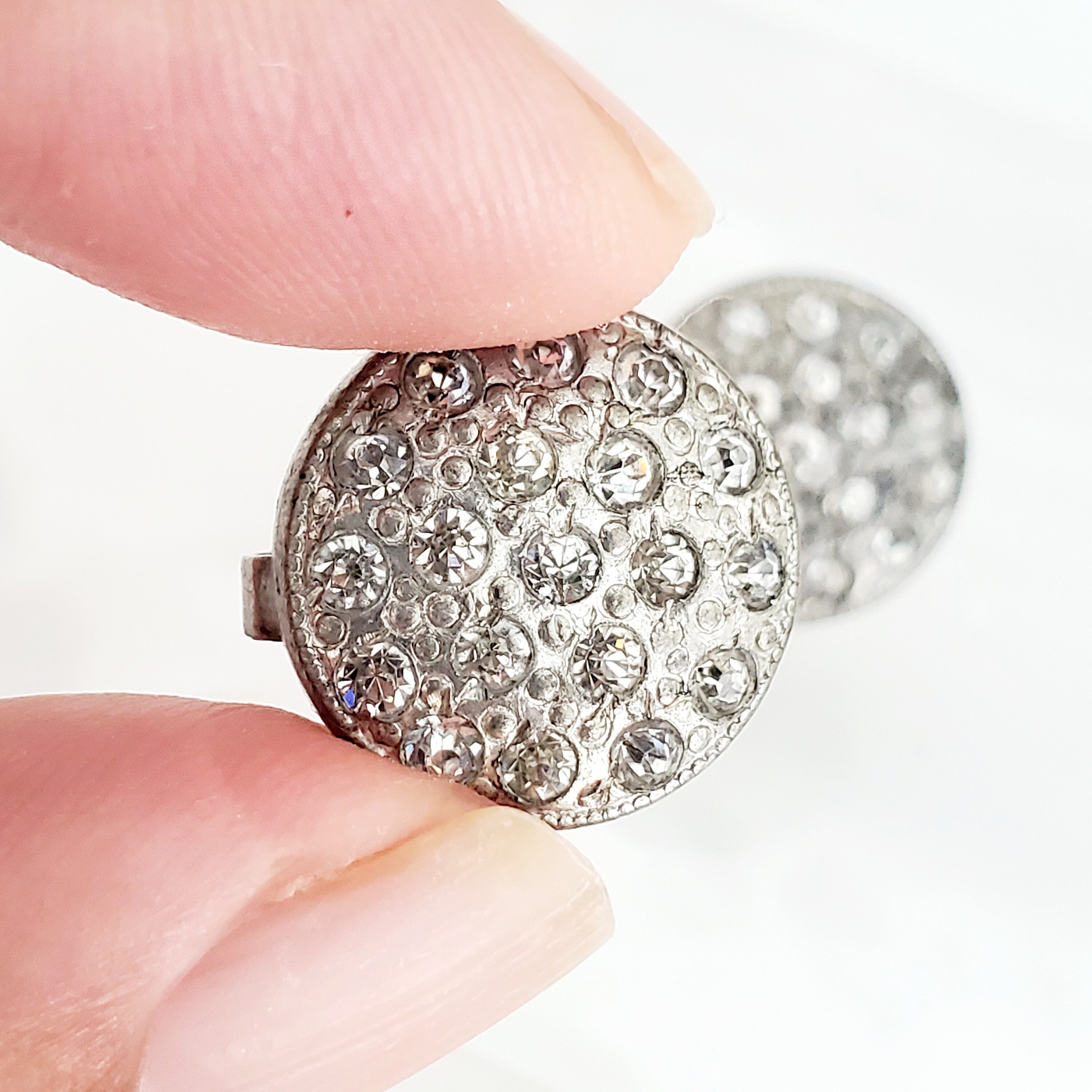 VINTAGE BUTTON Art Deco Rhinestone Button Covers Sparkling Etsy