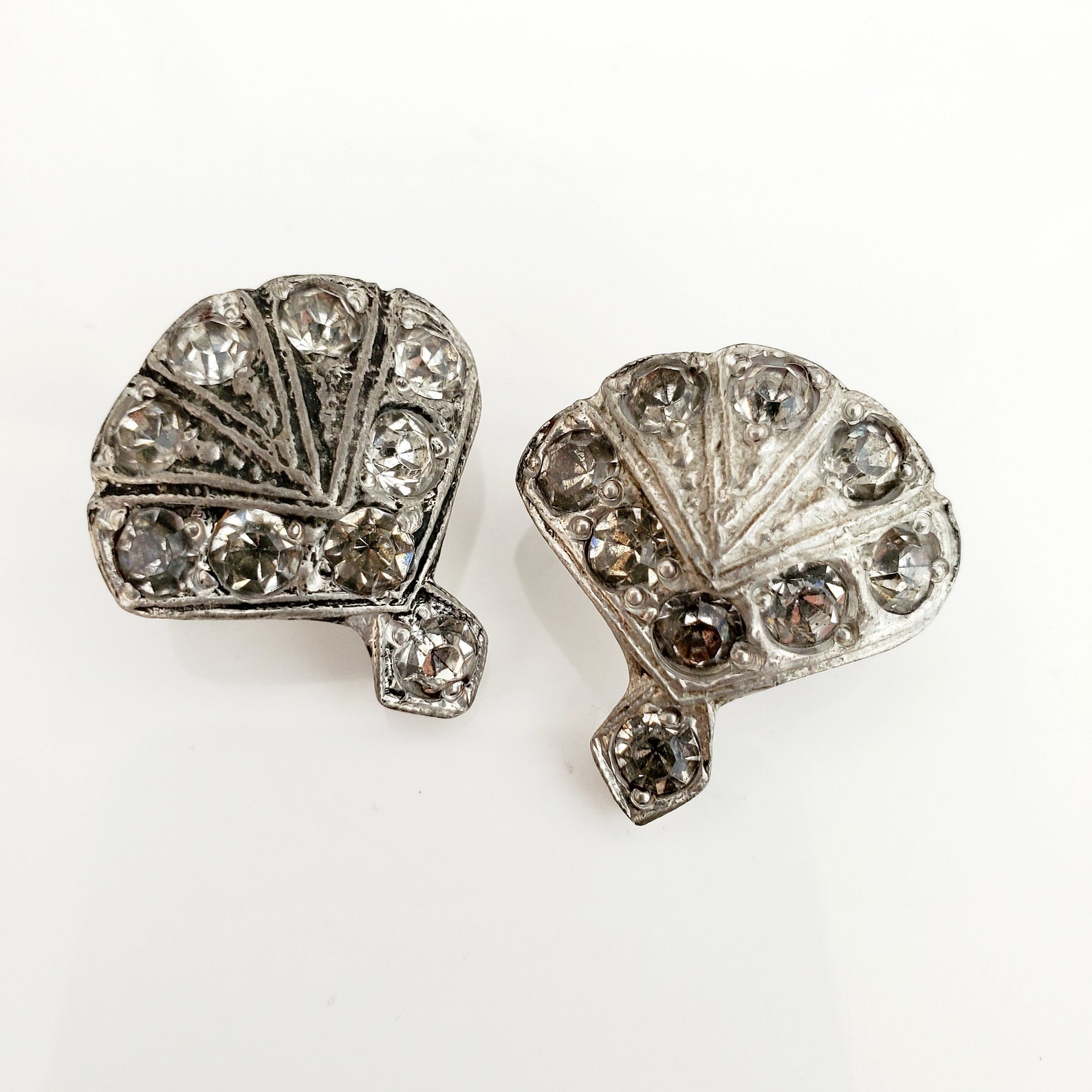 VINTAGE BUTTON Art Deco Rhinestone Button Covers Sparkling Etsy