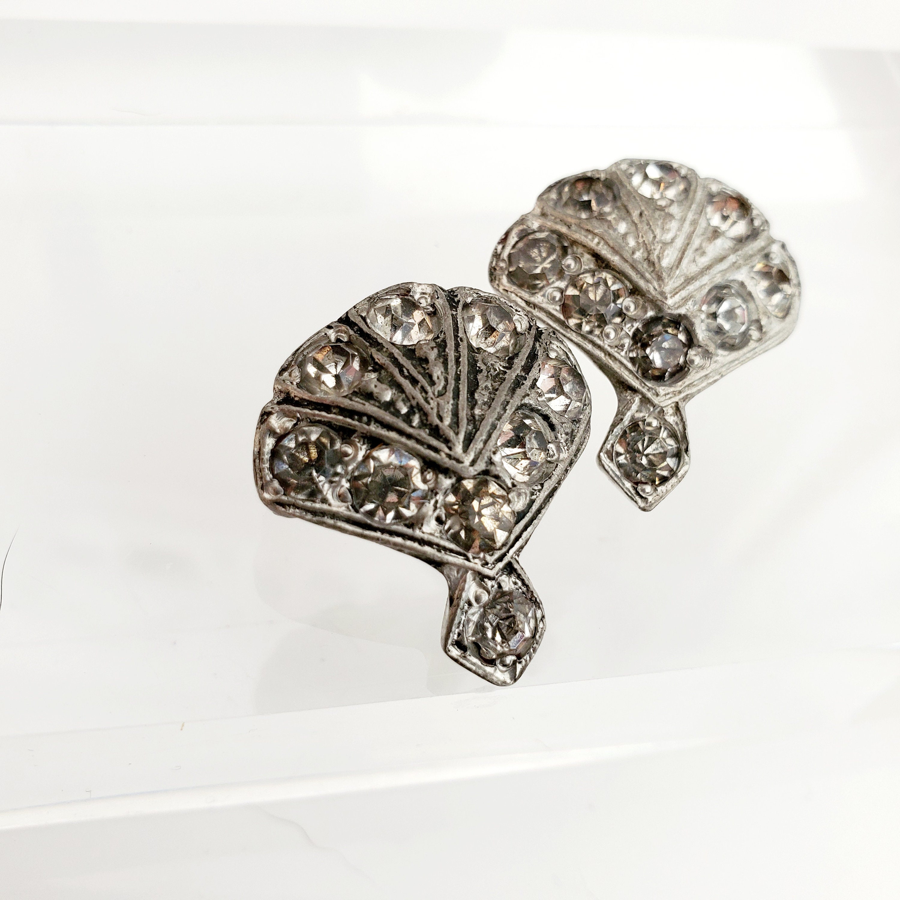 VINTAGE BUTTON Art Deco Rhinestone Button Covers Sparkling Etsy