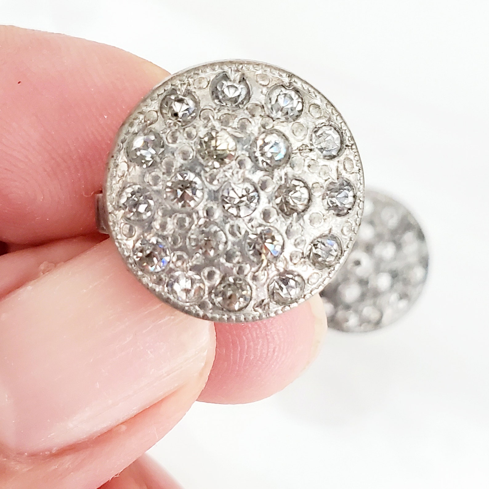 VINTAGE BUTTON Art Deco Rhinestone Button Covers Sparkling Etsy