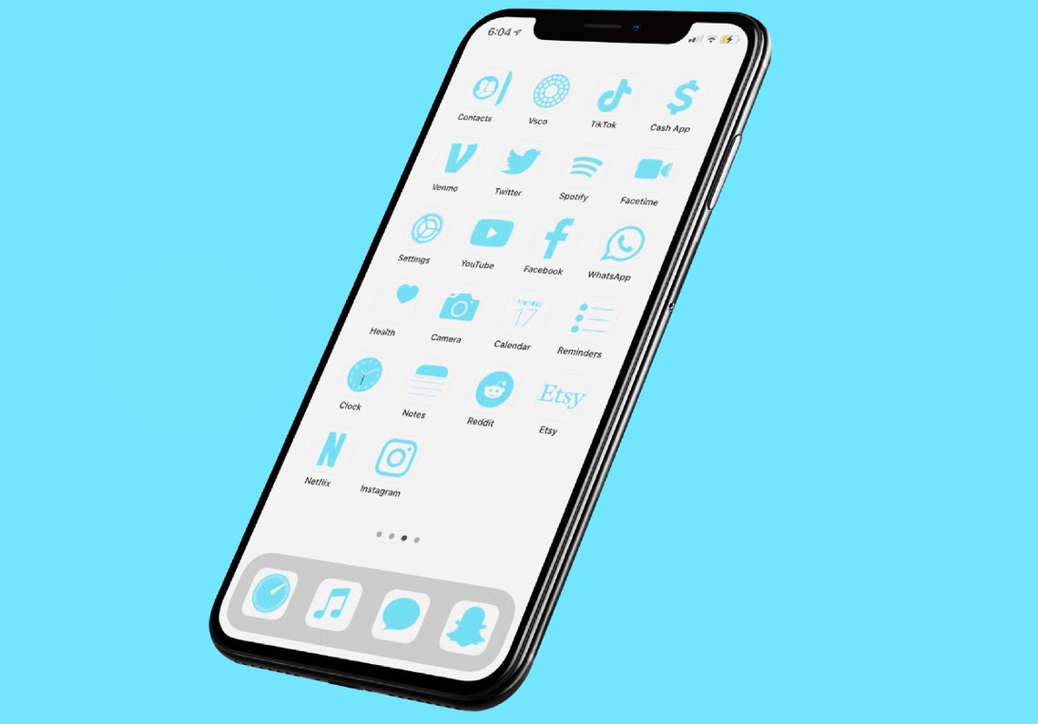 Light Blue App Icons Set of 26 Ios14 Homescreen Lockscreen Etsy