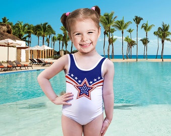 Toddler Girls Swimsuit Kids Swimwear Strip Top Star Short Beachwear Independence Day Swimming