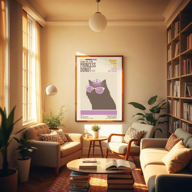 Dungeon Crawler Carl Donut Poster Merch in mid-century modern minimal style.