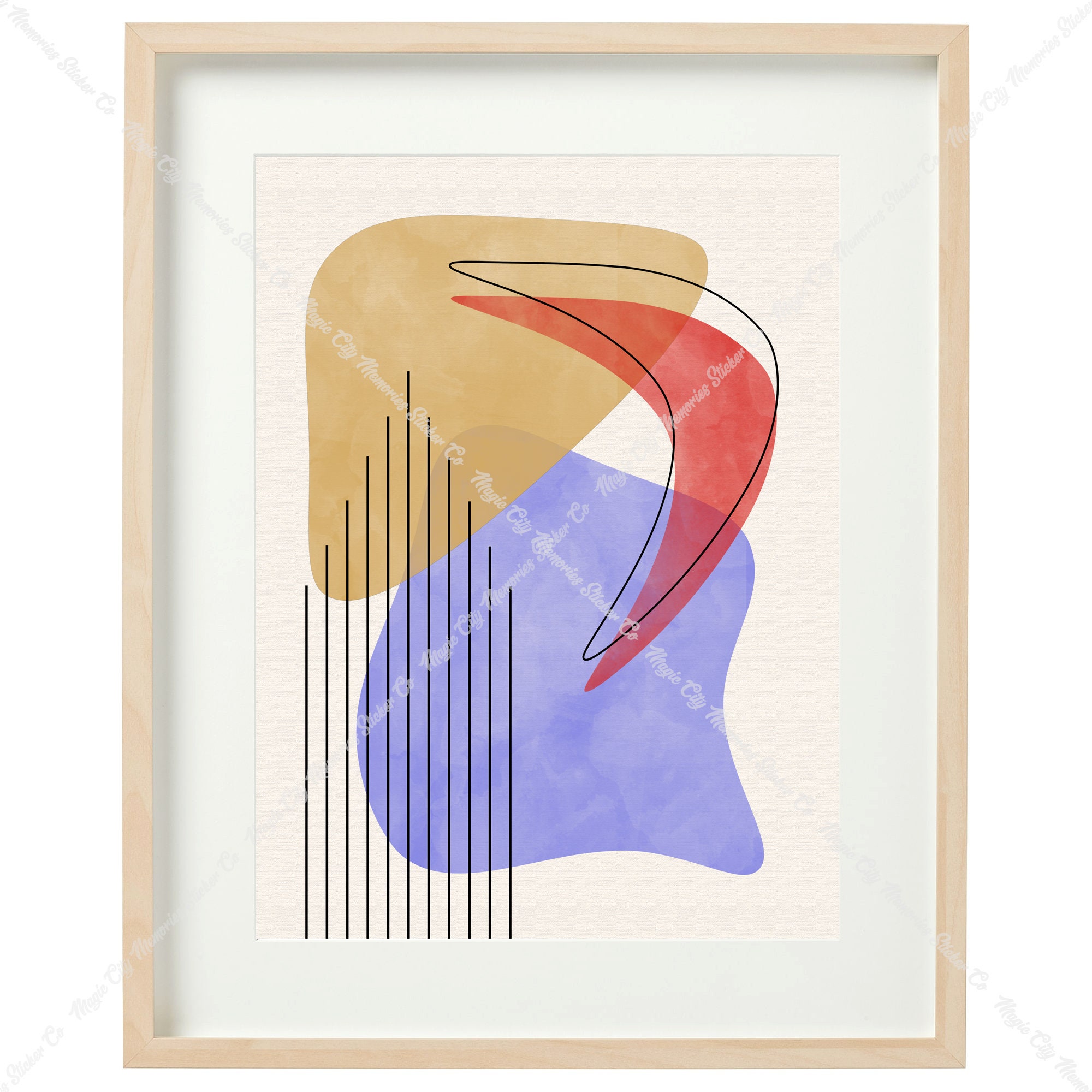 Mid-Century Modern Abstract Vintage Artwork FULL SET | Etsy