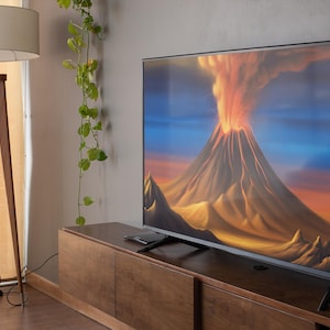 Volcano Eruption Digital Art – Fiery Landscape Wall Print | Dramatic Nature Scene for TV Display or Home Decor (300 DPI)