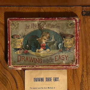 Antique Stencil Set, Drawing Made Easy Kindergarten, Original Box and Directions, 1892, Set of 18 Stencils, FREE SHIPPING!!