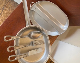 Vintage 1966 U.S. Military Authentic Steel Mess Kit, Vietnam War