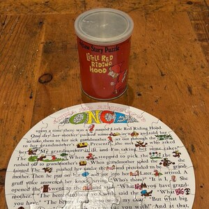 Vintage 1968 Little Red Riding Hood Jigsaw Puzzle Can, Waltham, MA Published, FREE SHIPPING!!