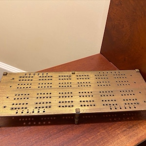 Antique Brass Cribbage Board Footed, FREE SHIPPING!!