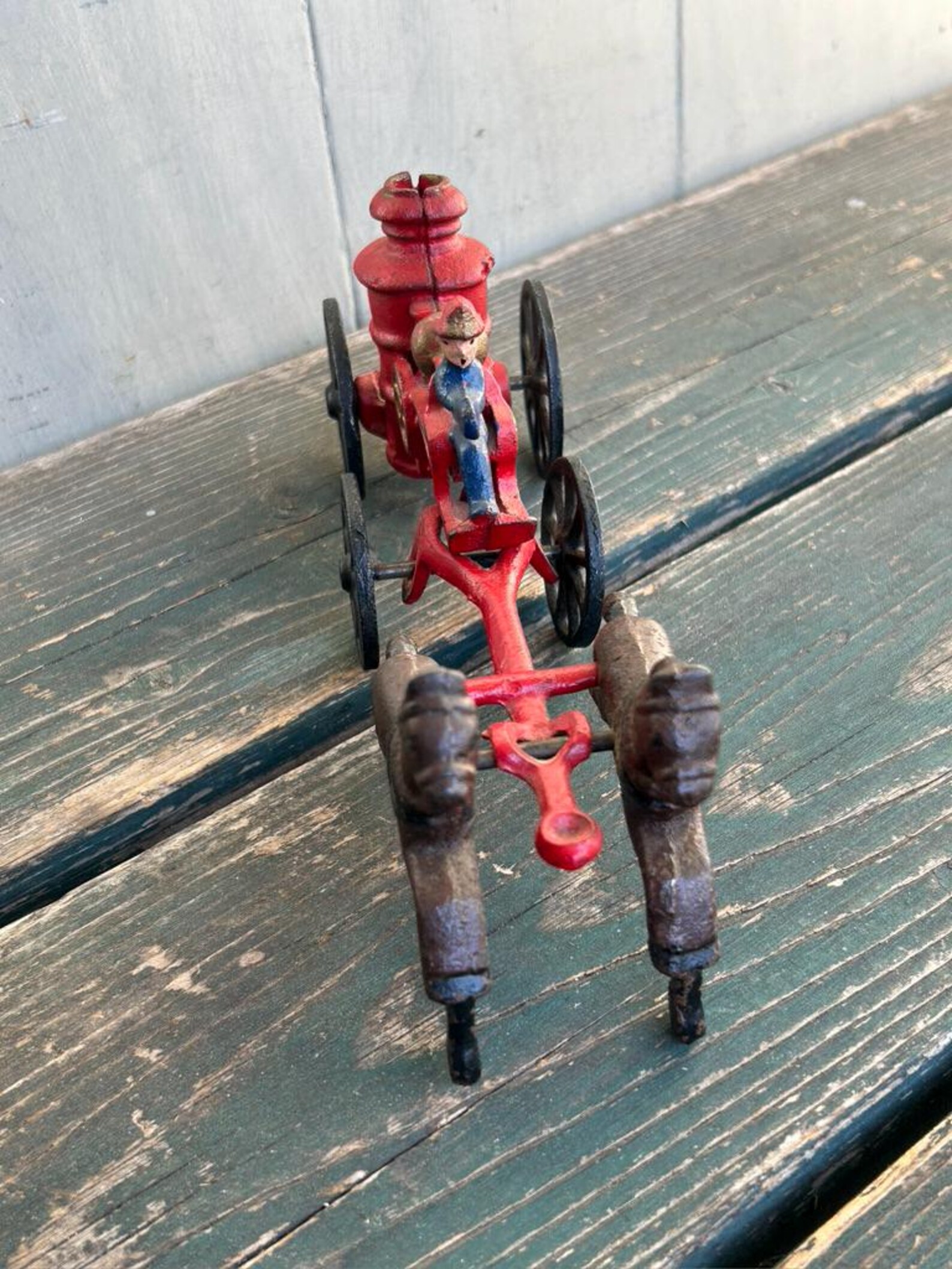 Vintage Cast Iron Horse-drawn Fire Engine Toy, FREE SHIPPING!! - Etsy