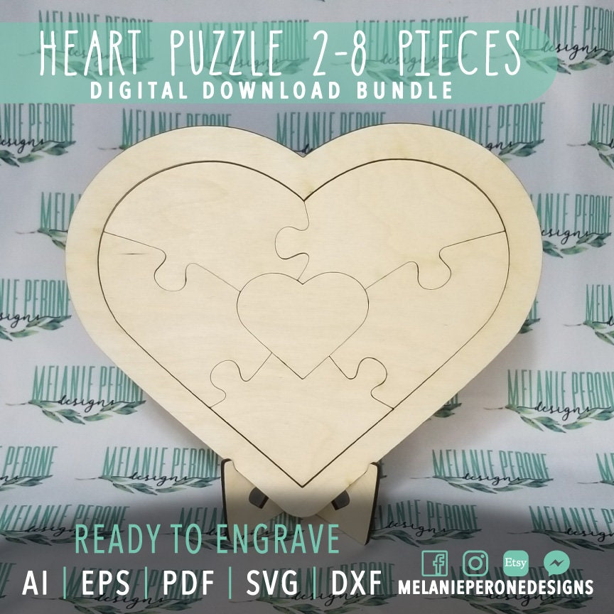 Heart Puzzle With Stand 2-8 Pieces - Etsy