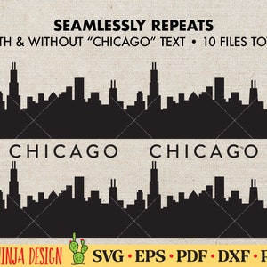 Arquivo de corte SVG do horizonte de Chicago com repetição contínua
