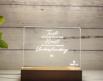 Personalized Bible Verse | Prov 3:5 | Bible Verse LED Light | New Home Gift | Bible Verse Gift | Christmas Gift
