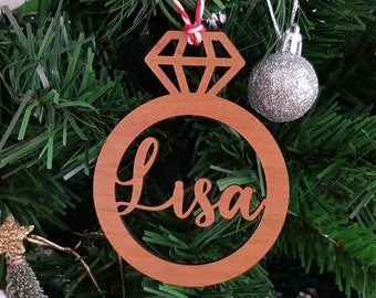 Personalized Christmas ornament, Ring ornament, Diamond, Monogram ornament, Christmas tree decors, Engagement ornament, Christmas gift