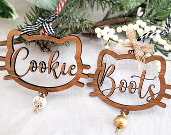 Cats Ornament, Christmas Ornament, kitty Ornament, Name Ornament, Personalized Ornament, Christmas Gift, Cat Hanging, gift