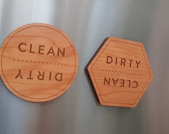 Dishwasher Magnet, Clean Dirty Dishwasher Magnet, Dishwasher Label, Wood Magnet, Housewarming Gift