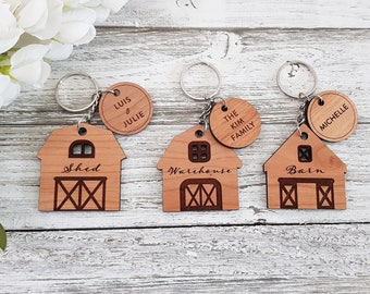 Barn Keychain, Outdoor Storage, Shed, Home Sweet Home, Home Key Chain, House Keychain, Closing Gift, Housewarming gift, Home gift