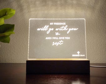 Personalized Bible Verse | Exodus 33:14 | Bible Verse LED Light | New Home Gift | Bible Verse Gift | Christmas Gift