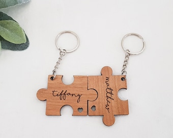 Personalized couple keychain, Valentine's Day gift, Couple keychain, Puzzle keychain, Couple gift