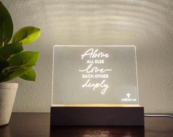 Personalized Bible Verse | 1 Peter 4:8 | Custom Gift | Bible Verse LED Light | New Home Gift | Bible Verse Gift | Christmas Gift