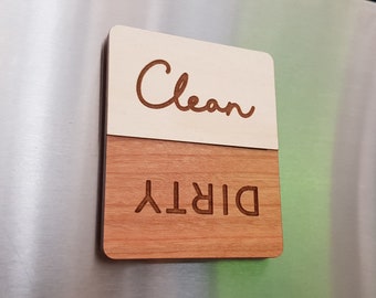 Dishwasher Magnet, Clean Dirty Dishwasher Magnet, Dishwasher Label, Wood Magnet, Housewarming Gift