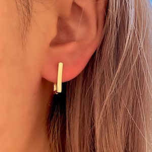 Gold 18k Open Hoop • Earrings Hypoallergenic Titanium •  Fill 18k Gold Plated Simple • Dainty Minimalist