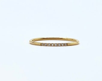 Thin Gold Band •  Dainty 18k Ring • Delicate Simple Stackable •  Tiny Gold Dainty Minimalistic