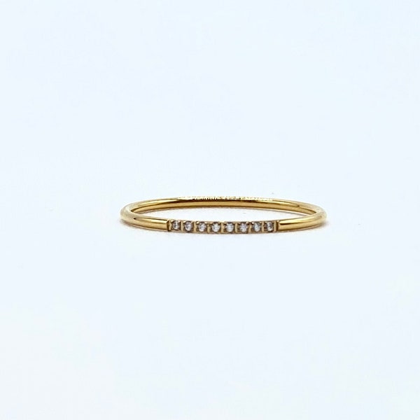 Thin Gold Band •  Dainty 18k Ring • Delicate Simple Stackable •  Tiny Gold Dainty Minimalistic