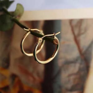 Titanium Gold Hoops Hypoallergenic 18k Gold Hoop Earrings Simple Everyday 18k Gold Nickel Free Minimalistic Chic Dainty image 4