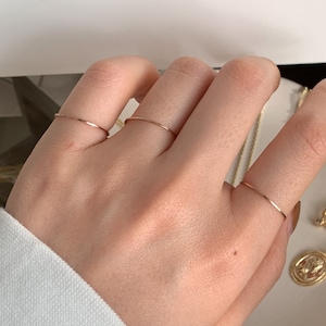 Thin Gold Band 18k •  Ring Delicate Simple Stackable •  tiny Rose Gold Dainty Minimalistic