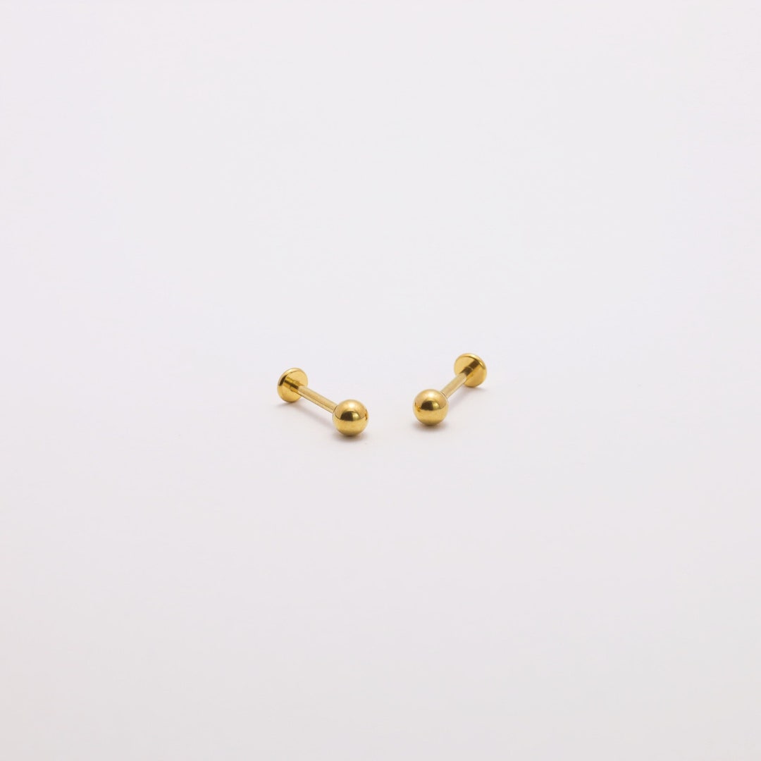 Threadless Push Pin Flat Back Labret 16G/18G/20G Stud Earrings Titanium Nickel Free Tragus Conch