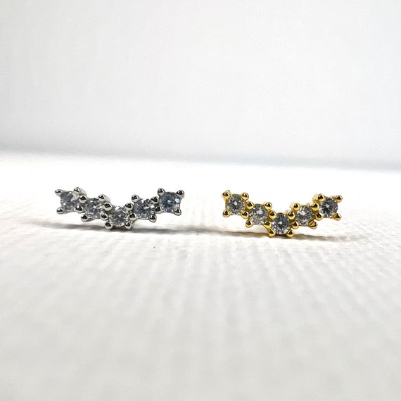 18G Flat Back Solid 925 Silver Stud  • Tragus Con… - image 2