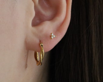 Crystal Earring Set Gift Stack Colour Gem Dainty Stud Earrings •  Tiny 18k Gold filled Hypoallergenic •  Simple Gift For Her